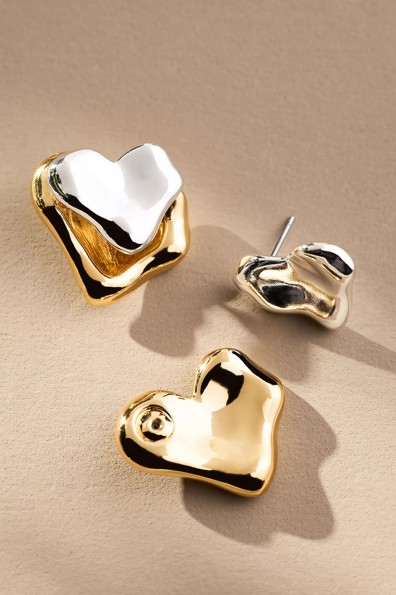 Molten Mixed Metals Heart Post Earrings | Anthropologie (US)