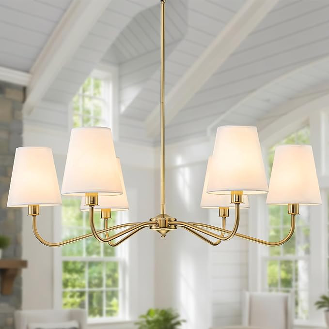 Brass Gold Chandeliers for Dining Room, 36" 6 Light Antique Modern Chandelier Light Fixture with ... | Amazon (US)