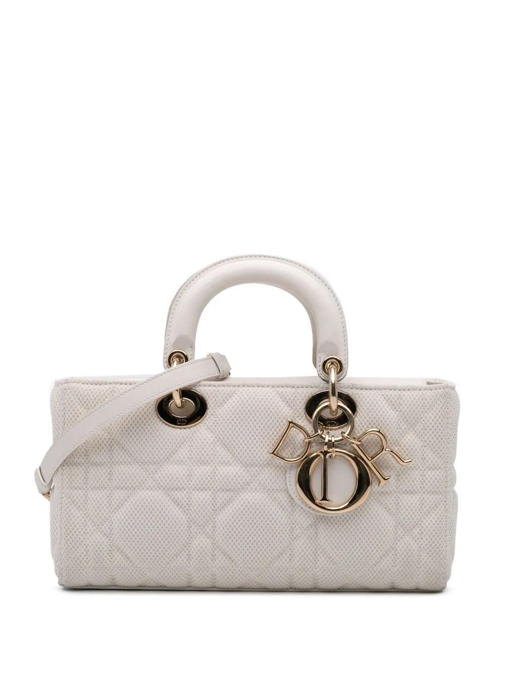 Christian Dior Pre-Owned 2000-2024 Medium Technical Fabric Macrocannage Lady D Joy satchel - White | Farfetch Global