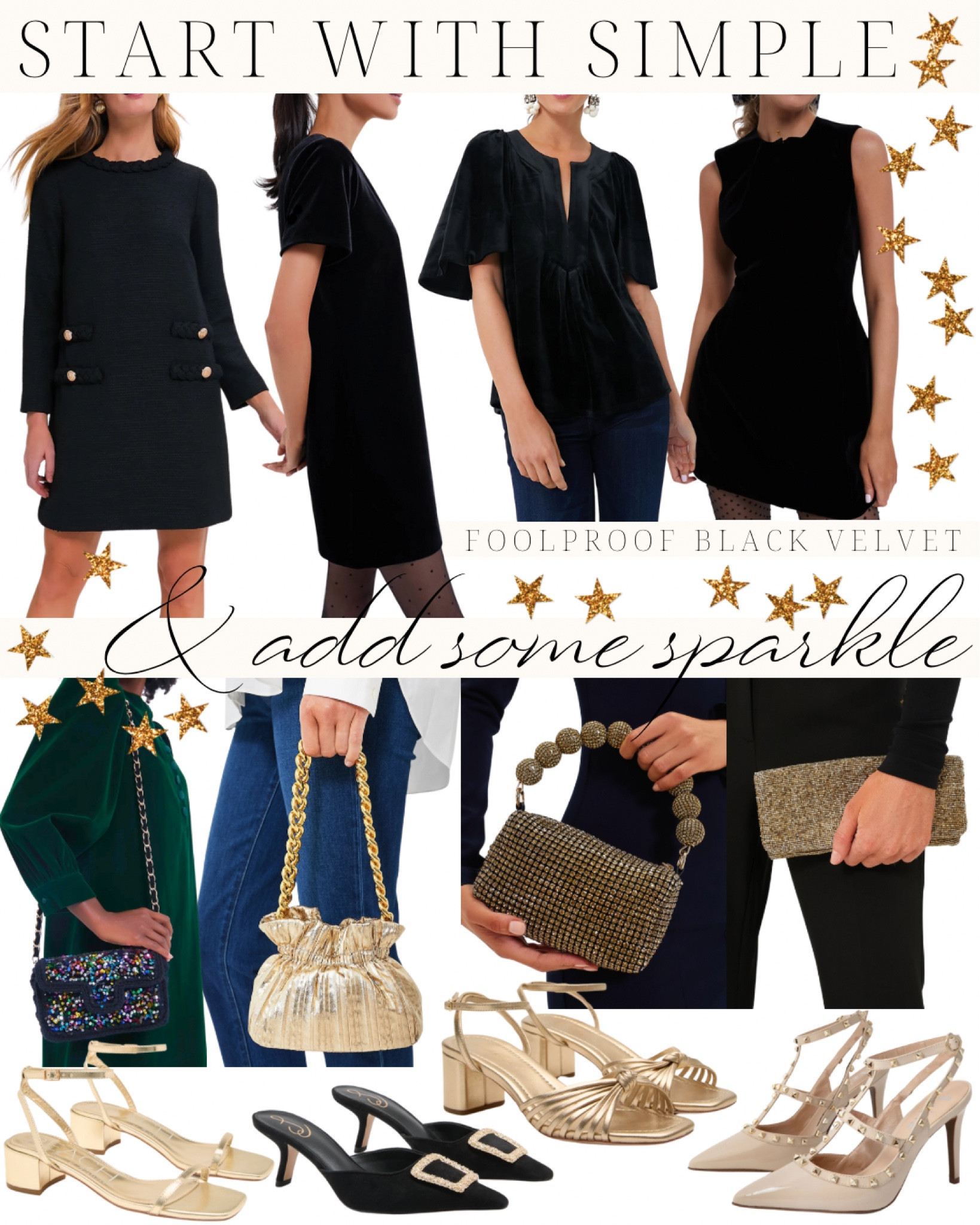Simple black velvet pieces are never wrong! And they're so easy to style and layer. Add a little sparkle, and you're ready to celebrate!

@tuckernuck #tuckernuckpartner

#LTKHoliday #LTKStyleTip #LTKParties