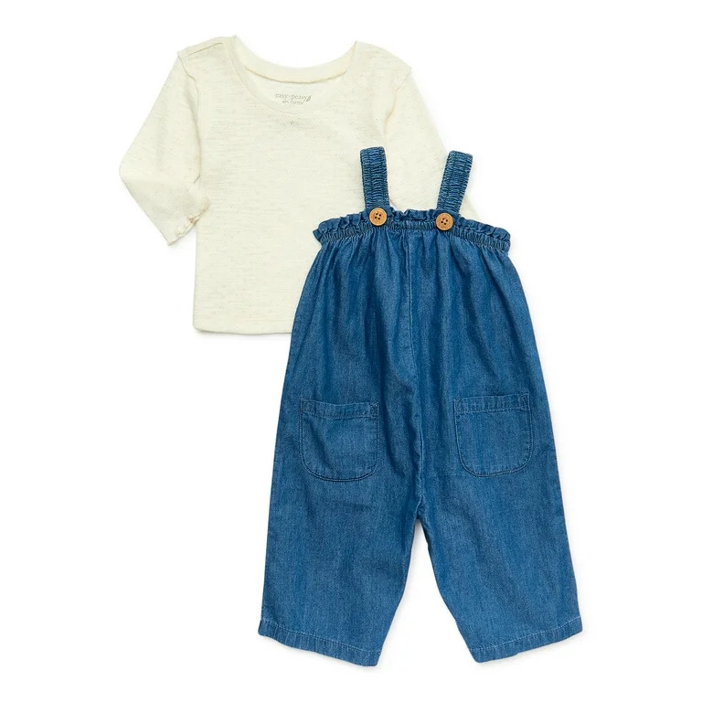easy-peasy Baby Girl Jumpsuit and Ruffle Top Set, 2-Piece, Sizes 0/3M-24M | Walmart (US)