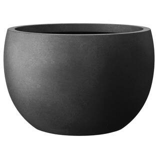 19.9 in. Diameter Round Black Concrete Indoor/Outdoor Planter, Black Concrete Planter Lightweight Black Plant Pot | The Home Depot