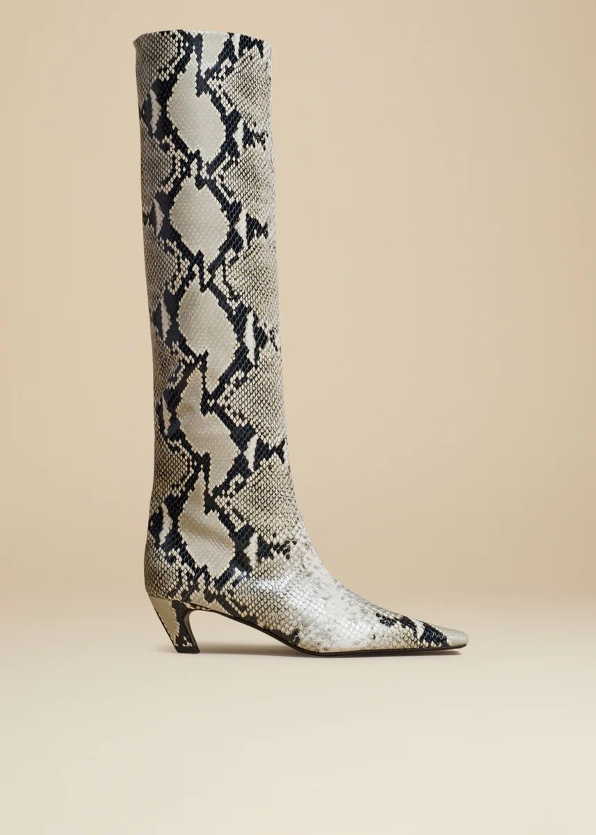 The Davis Boot in Natural Python-Embossed Leather | Khaite