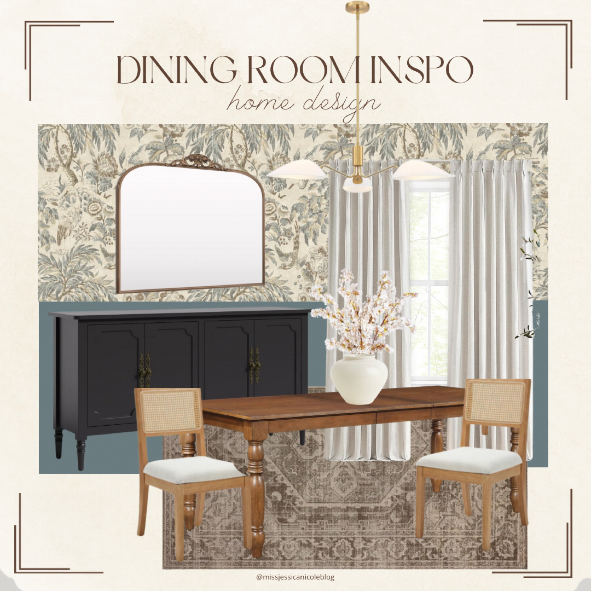 Modern vintage dining room inspo // dining room furniture // sideboard // buffet table // Amazon furniture // pleated curtains // Wayfair home finds 

#LTKHome