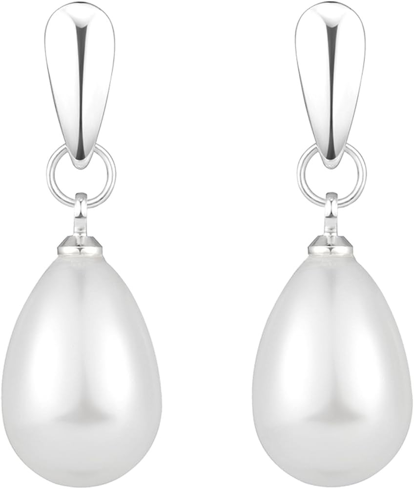 14k Gold Plated Lightweight Pearl Earrings,Trendy Jewelry,Teardrop Hoop Earrings for Women,Pearl ... | Amazon (US)