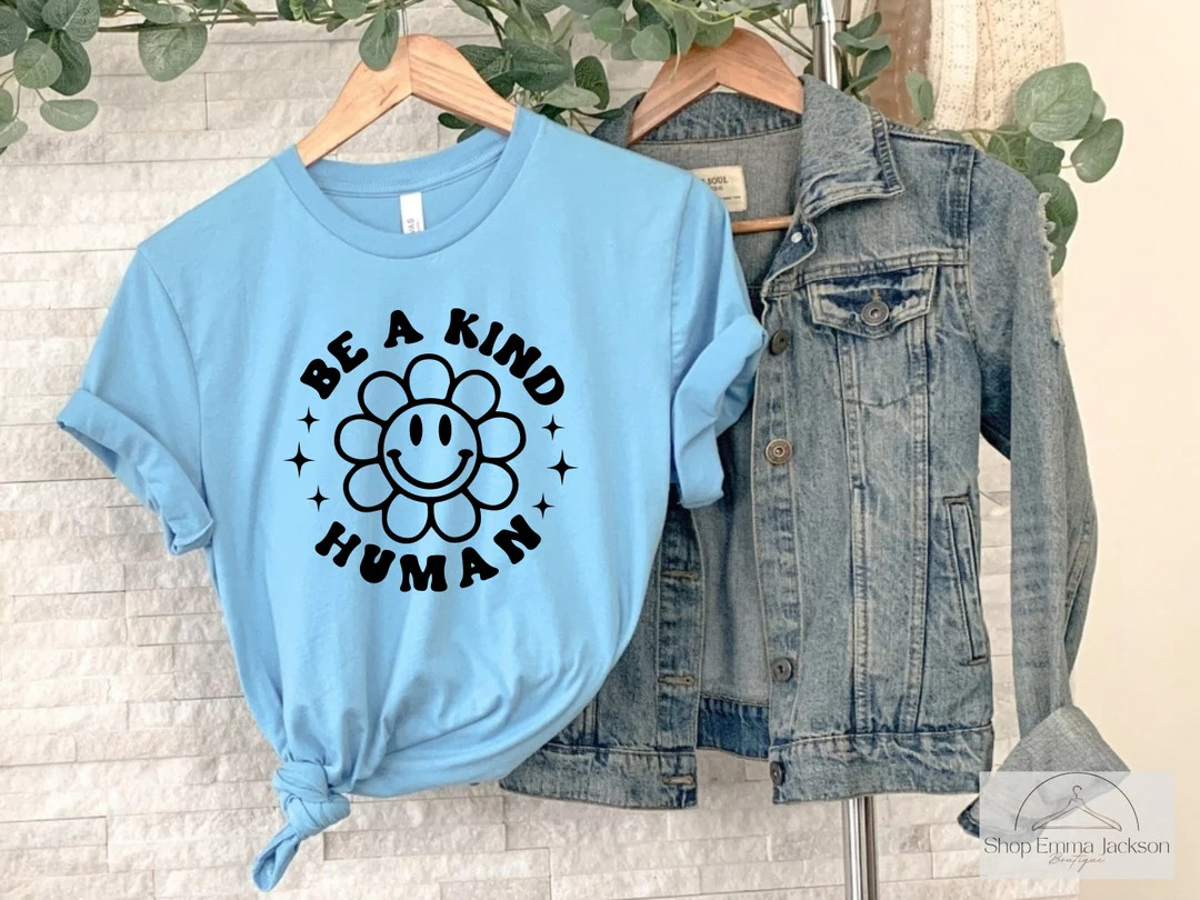 Be A Kind Human Retro Flower Smiley Face Graphic Tee Shirt, Be Kind Shirt, Kindness T-shirt, Shir... | Etsy (US)
