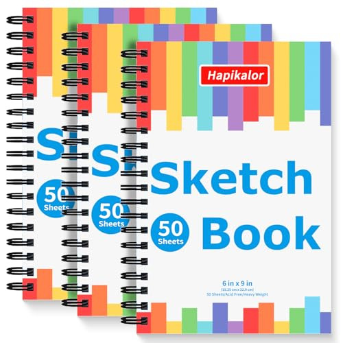 Drawing Pad for Kids, Sketch Pads 50 Sheets, 3-Pack Spiral Bound Drawing Books Bulk 6" x 9 " Children Coloring Drawing Paper for Crayons Pencils, Art Supplies for Kids 9-12, Stocking Stuffers for Kids | Amazon (US)