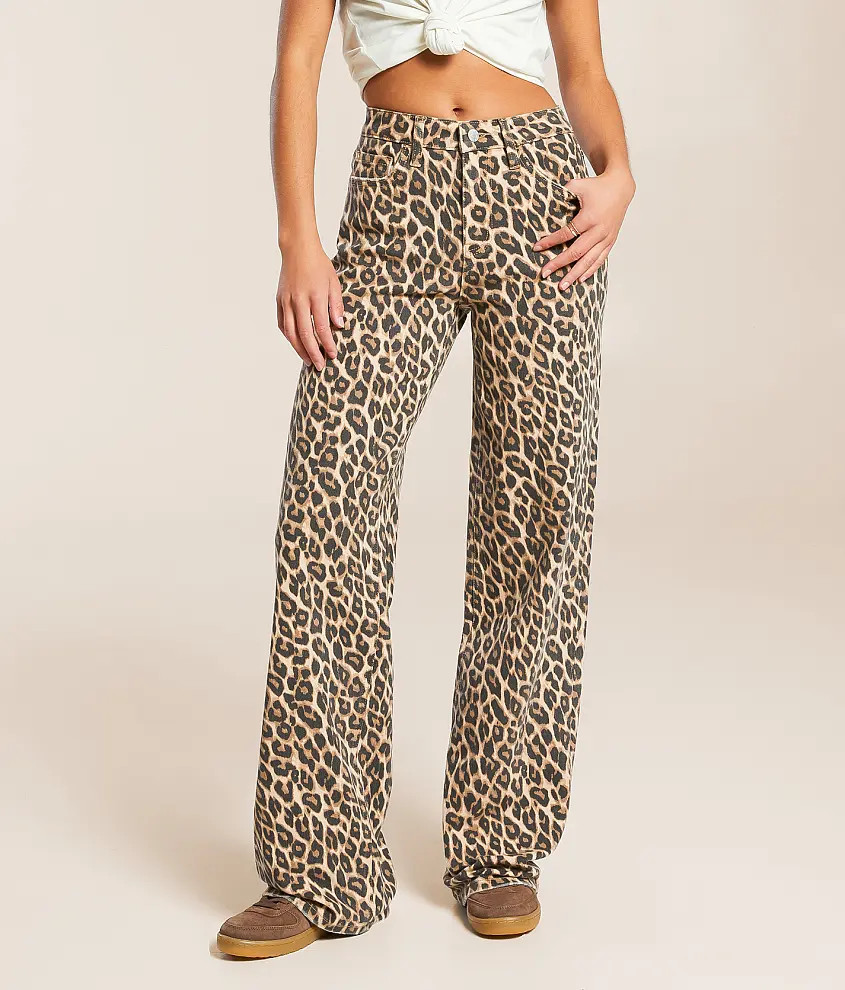 Kris Leopard Baggy Wide Leg Stretch Jean | Buckle