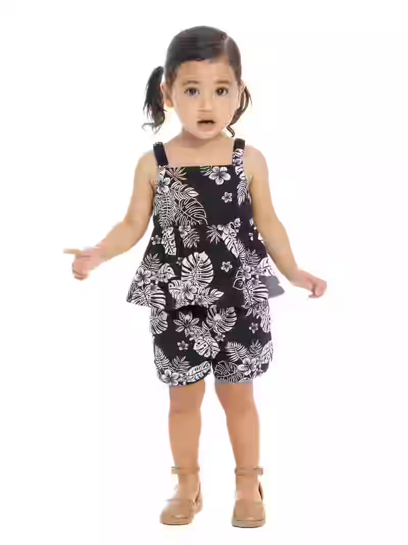 Wonder Nation Toddler Girls Cotton Poplin Print Peplum Top and Short Set, 2-Piece, Sizes 12M-5T | Walmart (US)