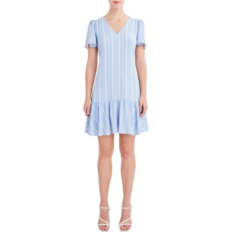 BCBG Paris Women's Short Sleeve Flounce Hem Dress | Walmart (US)