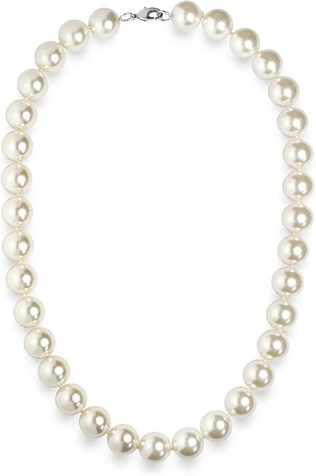KEZEF Pearl Necklaces for Women - Simulated Faux Cream White Pearl Necklace 16" - 20" - Hand Knot... | Amazon (US)