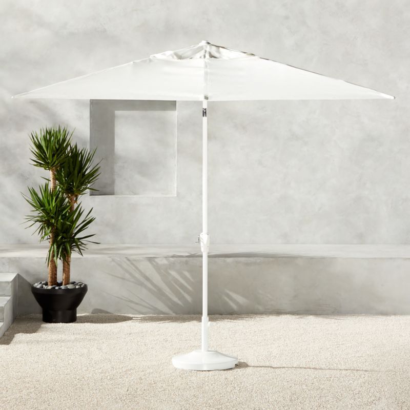Shadow Rectangular White Outdoor Patio Umbrella with Base + Reviews | CB2 | CB2