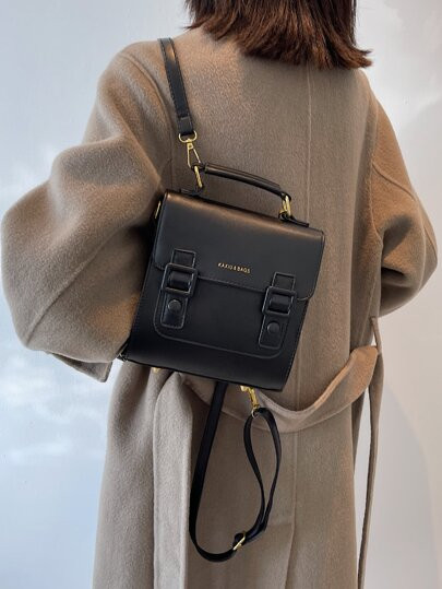 Retro Mini Flap Backpack Minimalist Preppy Style Schoolbag Casual Crossbody Handbag For Women New... | SHEIN