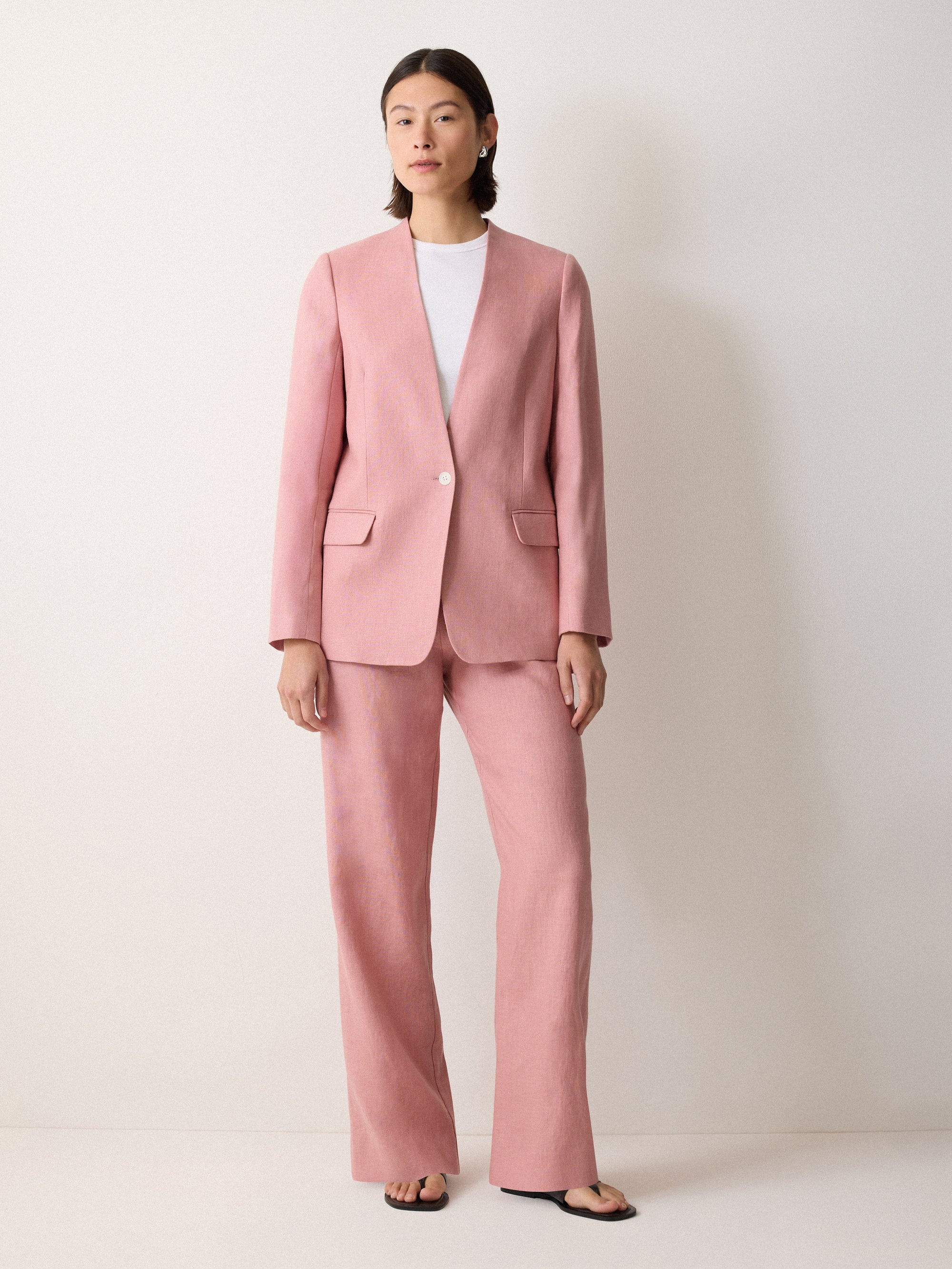Linen Collarless Blazer | Pink | Jigsaw (UK)