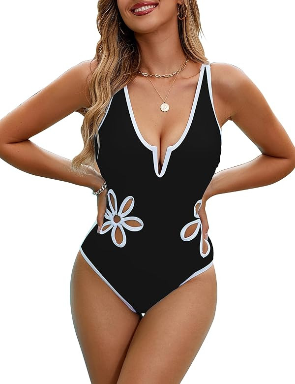 Women's Sexy One Piece Swimsuit Sunflower Bathing Suit Cute Swimwear Cheeky Slimming Swimsuits | Amazon (US)