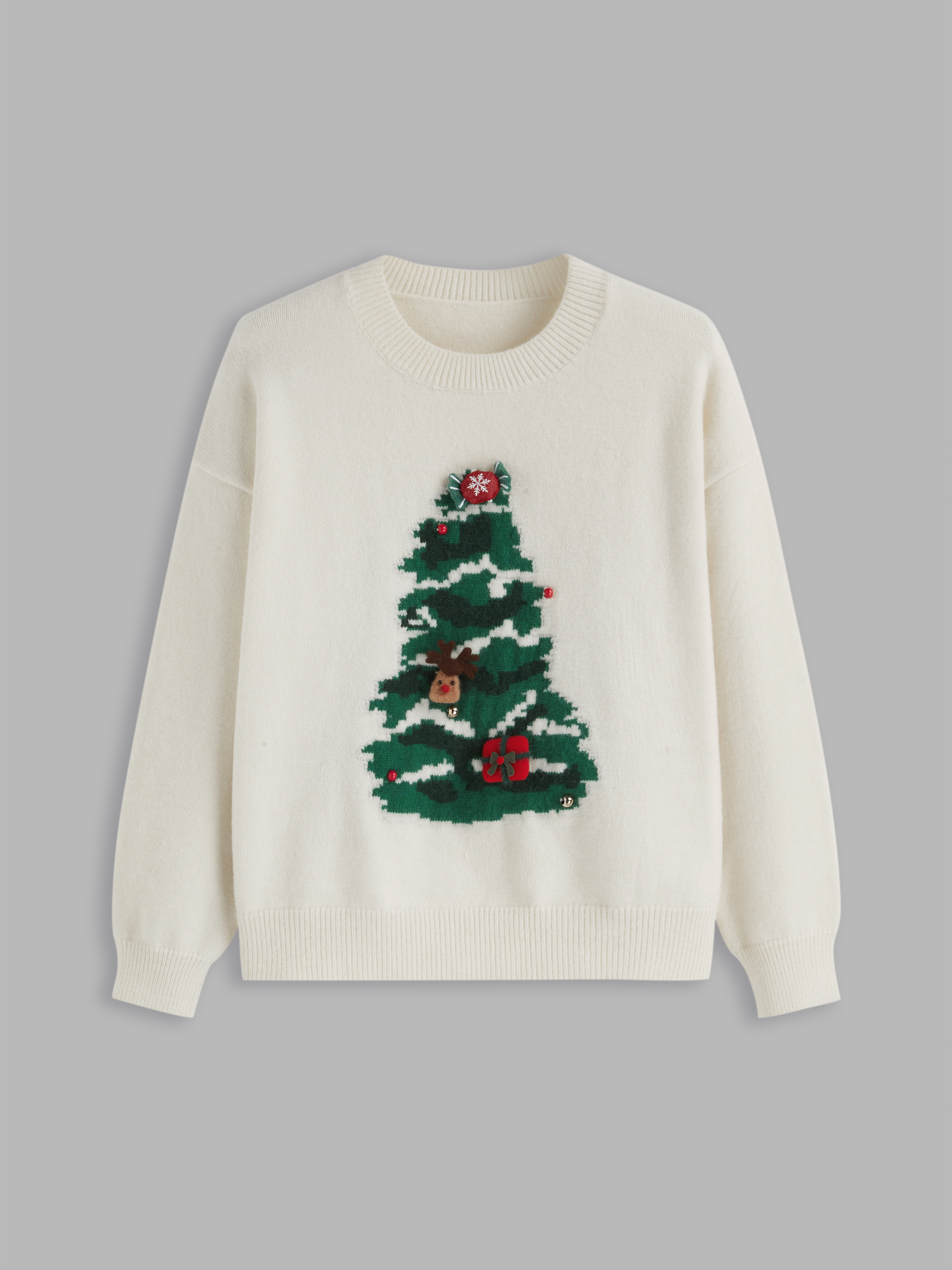 Knit Fabric Knit Christmas Tree Graphic Oversized Sweater Curve & Plus For Holiday | Cider