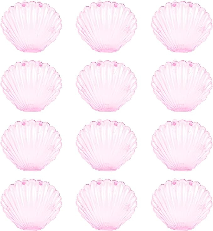 AUEAR, 15 Pack Clear Pink Palstic Seashell Boxes Mini Seas Shells Jewelry Box for Wedding Birthda... | Amazon (US)
