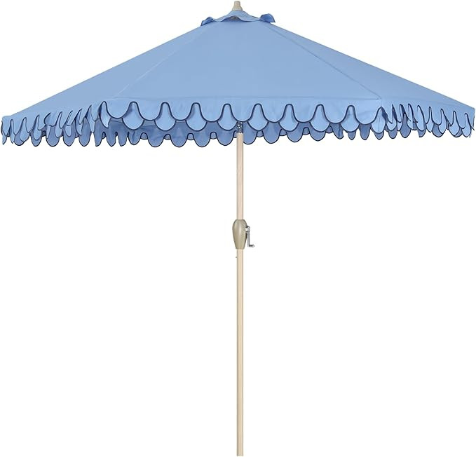 Tempera 9FT Scalloped Tassel Patio Umbrella, Outdoor Market Umbrellas with 8 Sturdy Ribs with Cra... | Amazon (US)