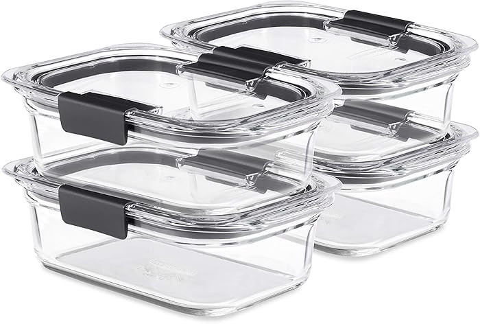 Rubbermaid Brilliance Glass Food Storage Containers, 3.2 Cup, Set of 4, BPA-Free, Leak-Proof, Cle... | Amazon (US)