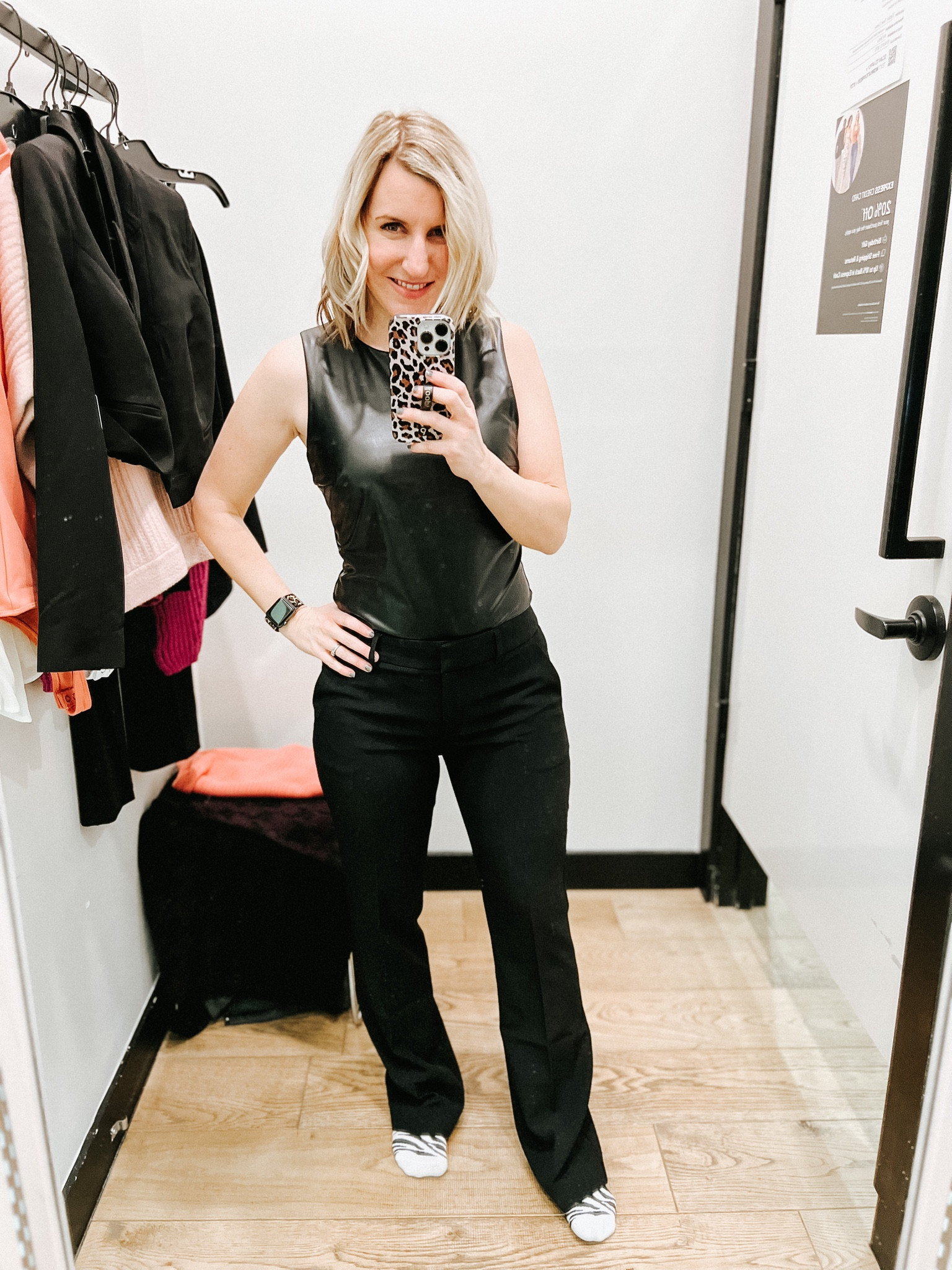 The cutest leather tank bodysuit and perfect for work wear! Wearing a small in the bodysuit and 4 in these boot cut editor pants.
Workwear

#LTKworkwear