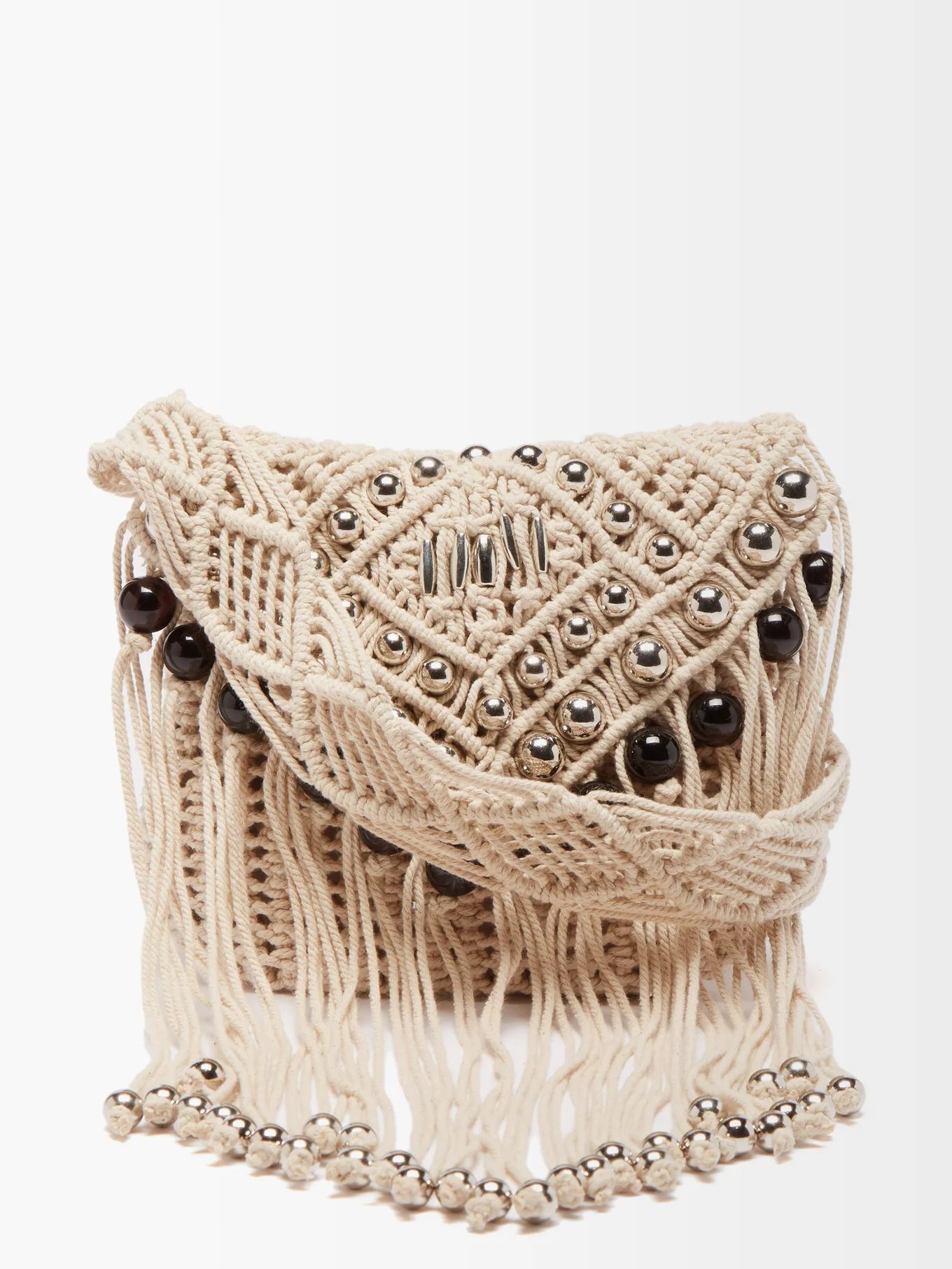 Stud-embellished macramé shoulder bag | Matches (US)