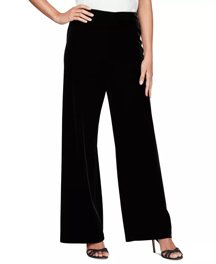 Women's Velvet Flat-Front Pull-On Pants | Macy's