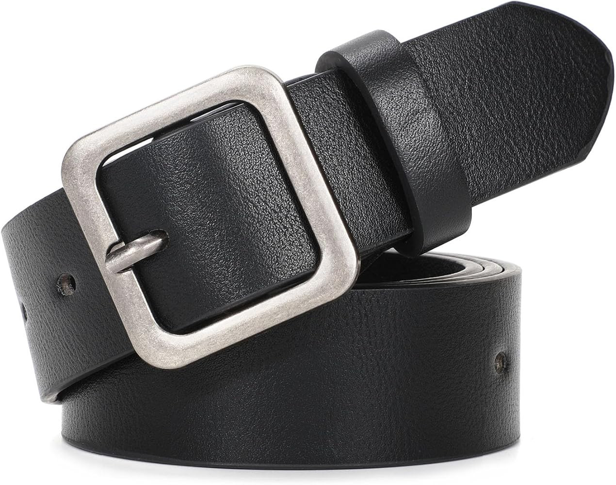 XZQTIVE Women’s Leather Belts for Jeans Pants Dresses Fashion Ladies Black Belt with Square Buc... | Amazon (US)