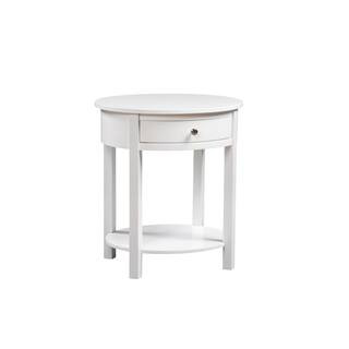 Convenience Concepts Classic Accents Cypress 24 in. White Standard Oval Wood End Table with 1-Dra... | The Home Depot