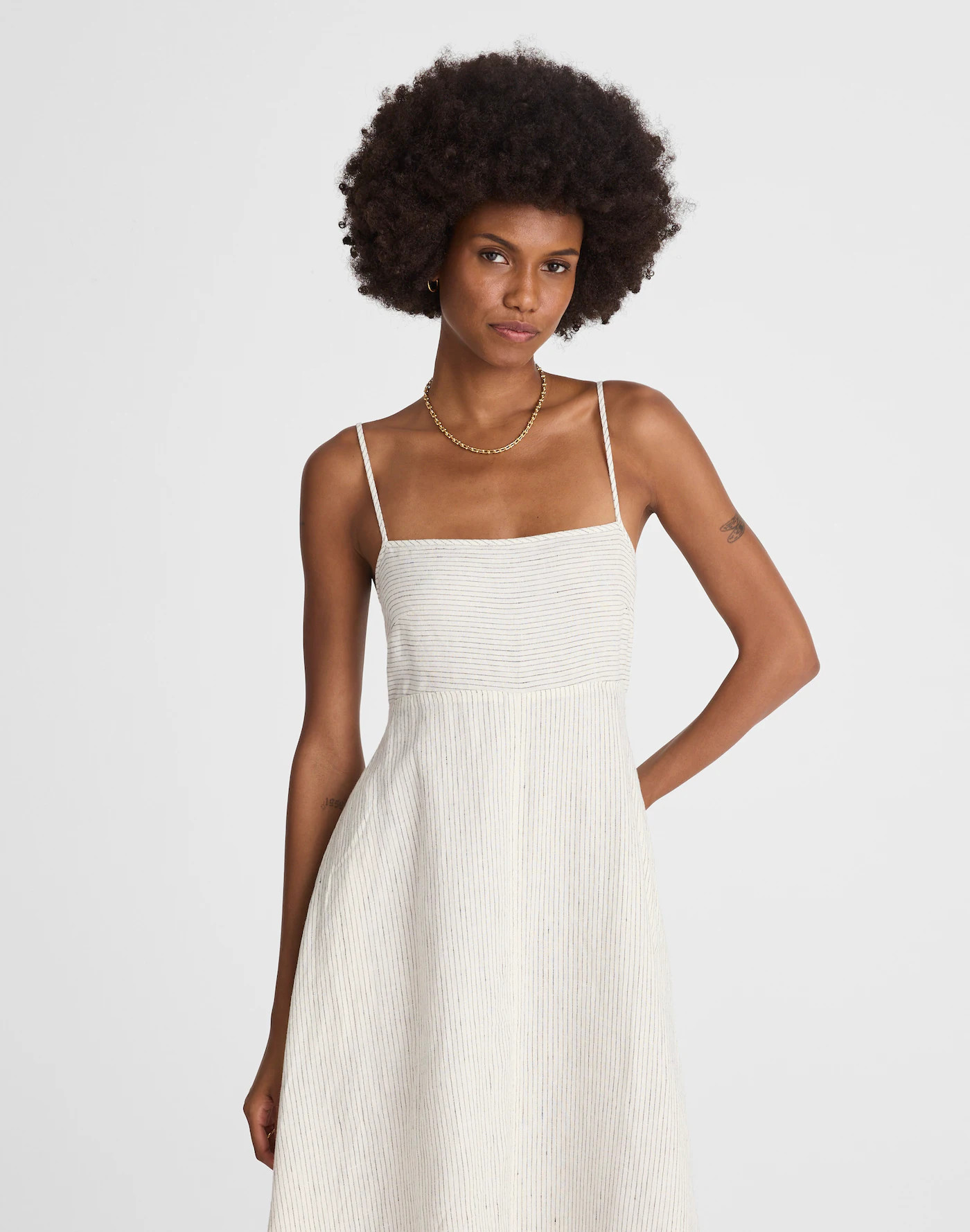 Striped Empire-Waist Midi Dress in 100% Linen | Madewell