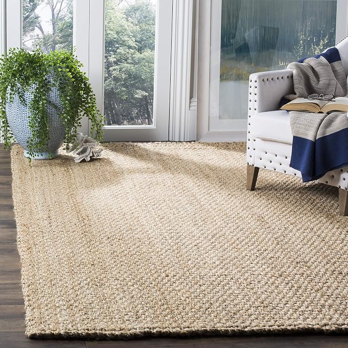 SAFAVIEH Natural Fiber Collection Area Rug - 5' x 8', Natural, Handmade Basketweave Jute, Ideal f... | Amazon (US)
