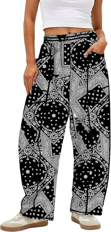 Magritta Womens Baggy Barrel Casual Pants Wide Leg Lounge Fashion Palazzo Pants with Pockets | Amazon (US)