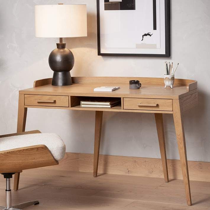 Armstrong 55 1/2" Wide Burnished Oak 2-Drawer Desk | LampsPlus.com