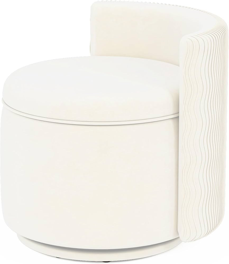 360° Swivel Accent Chair with Storage, Vanity Stool with Back, Velvet Storage Ottoman, Upholster... | Amazon (US)