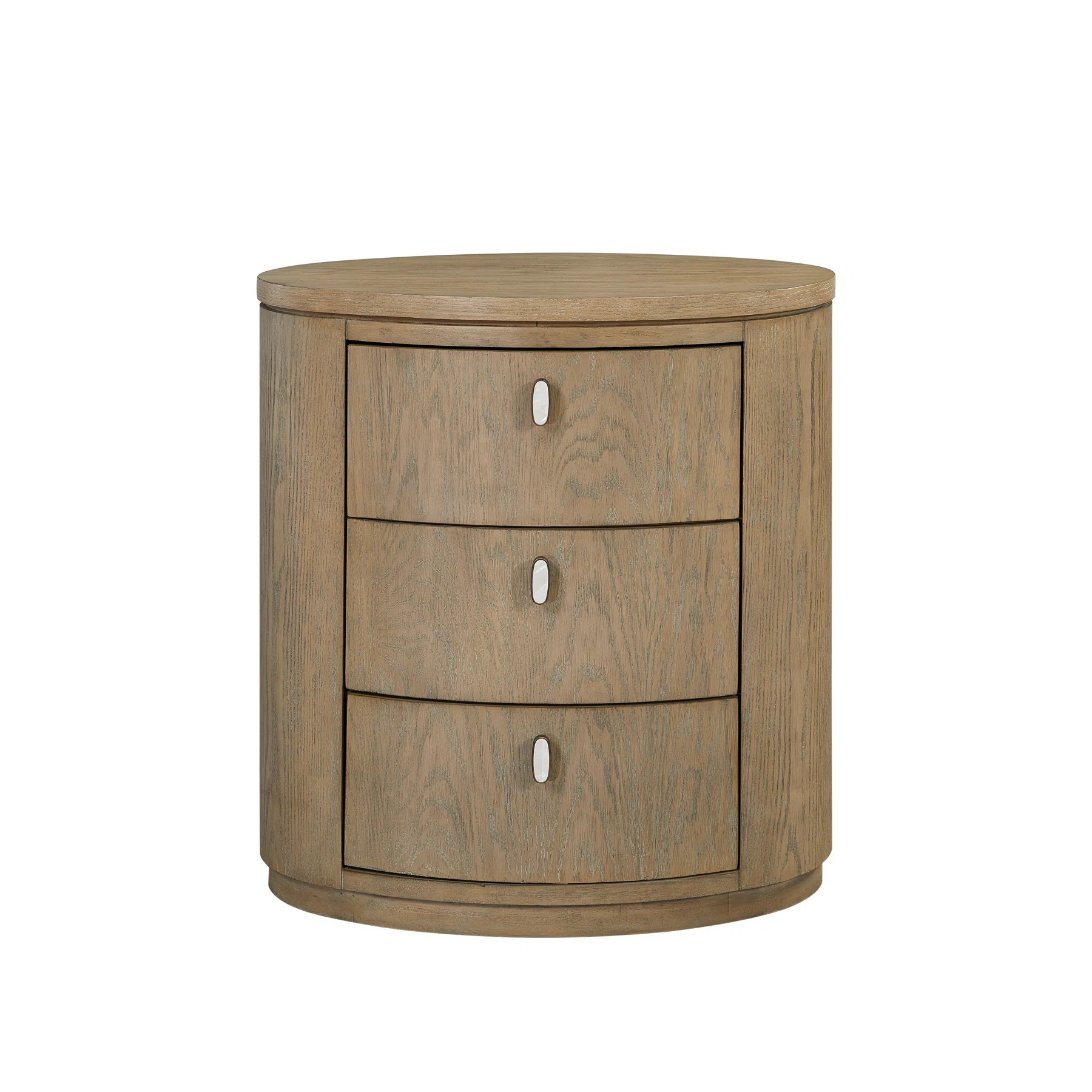 Oval Nightstand With Soft-Close Drawers And USB Charging, Toffee Finish For Modern Bedrooms | Wayfair North America