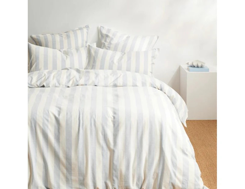 Target Reid Stripe Linen/Cotton Quilt Cover Set - Blue | Catch.com.au