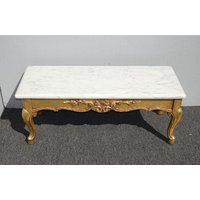 Vtg French Country Louis Xvi Low Profile 13""Tall White Marble Gold Side Table #1 | Etsy (US)