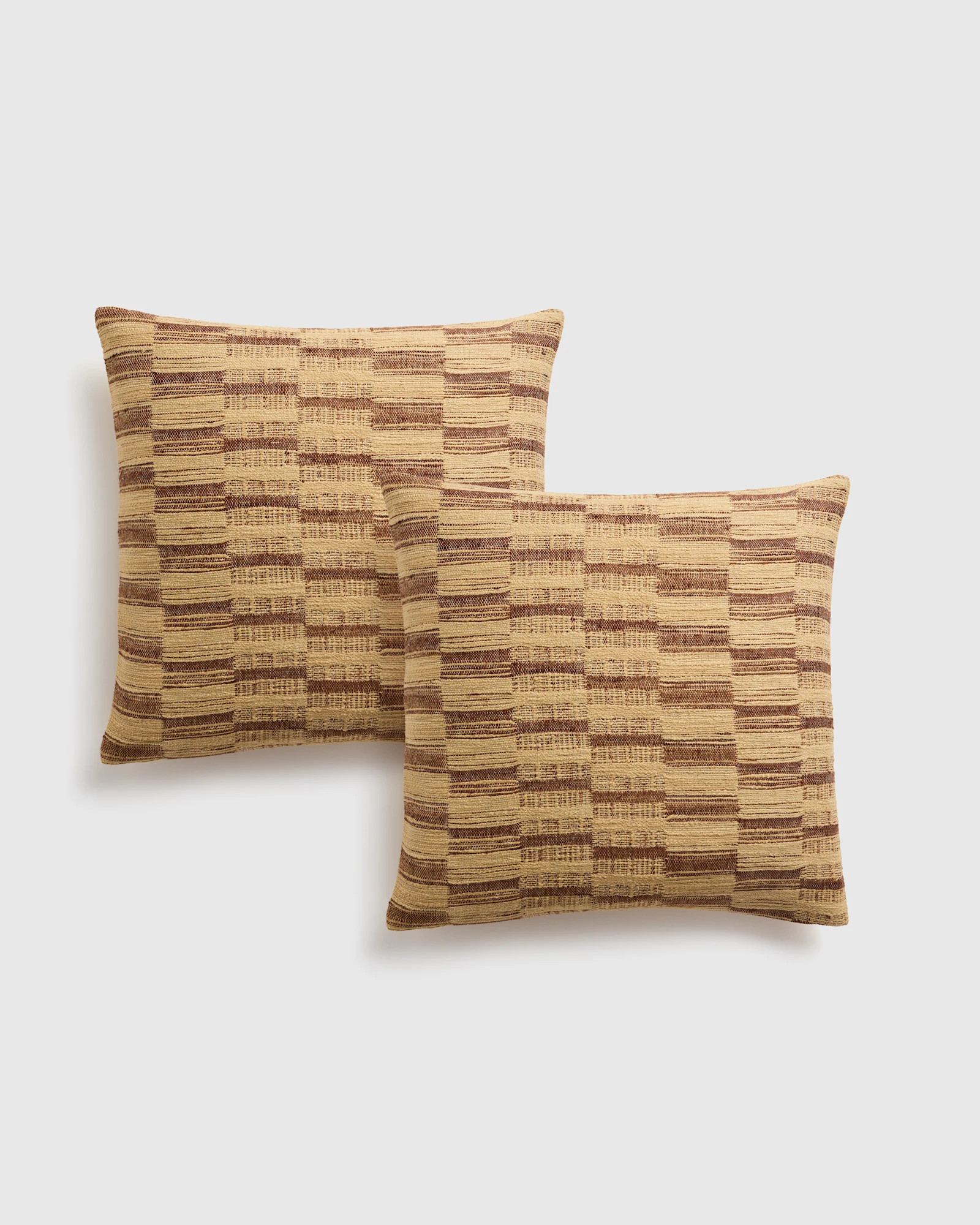 Quince | Geometric Silk Blend Pillow Cover in Desert Stripe, Size 20x20, Cotton | Quince