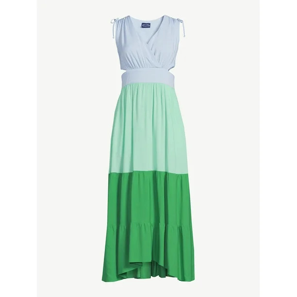 Scoop Women's Sleeveless Color Block Maxi Dress with Side Cutouts - Walmart.com | Walmart (US)