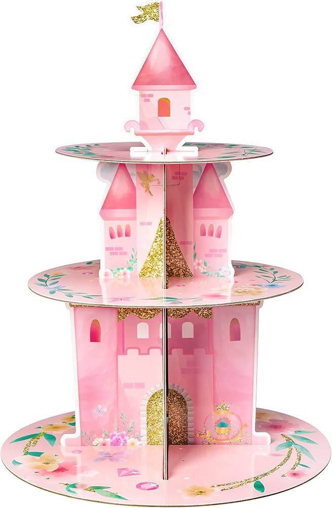 ANGOLIO 3 Tiers Watercolor Princess Cupcake Stand Princess Birthday Party Cardboard Cupcake Holde... | Amazon (US)