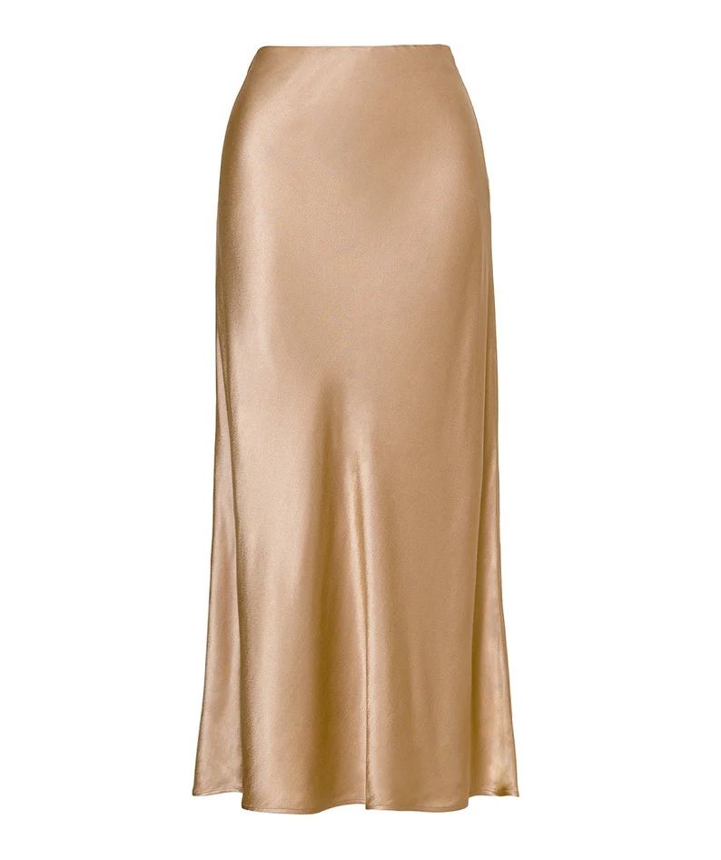 Slip silk skirt camel 100% real silk slip midi a-line skirt women skirt clasic bias cut slip skir... | Etsy (US)