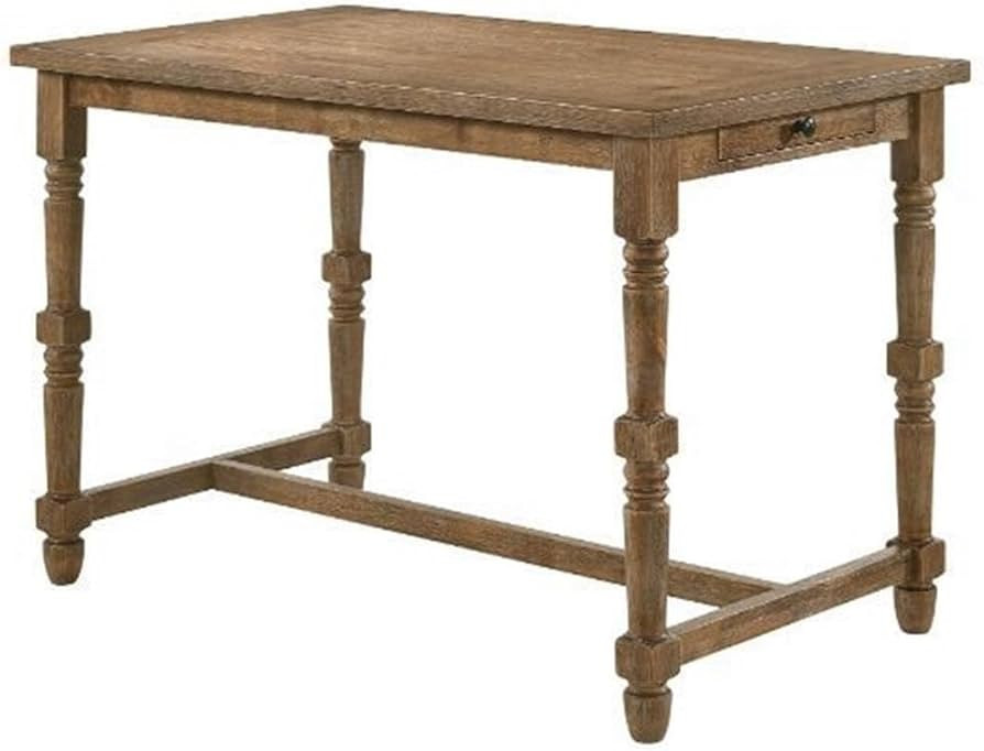 Acme Farsiris Rectangular Wooden 1-Drawer Counter Height Table in Weathered Oak | Amazon (US)