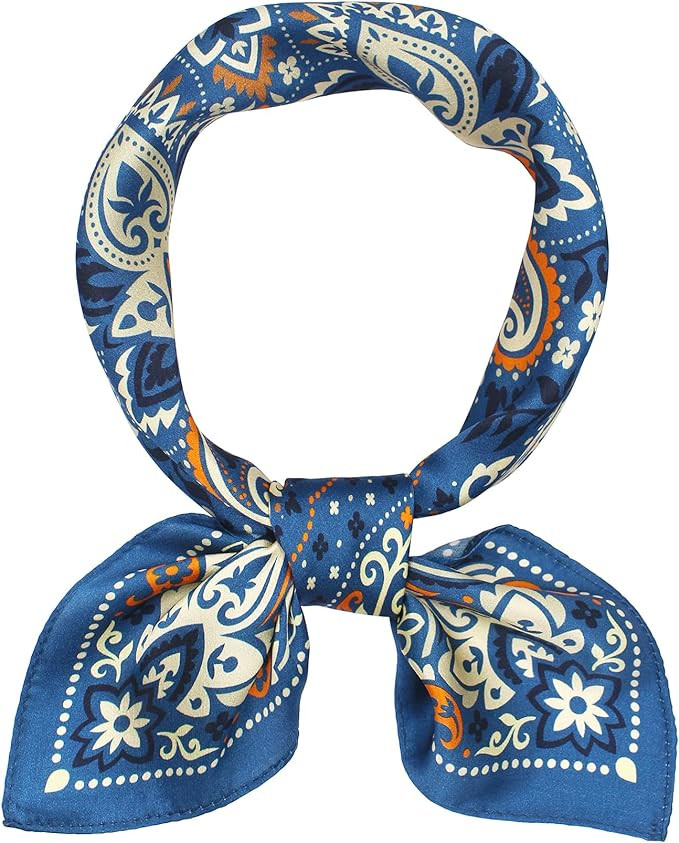 ANDANTINO 100% Mulberry Silk Scarf -21” Lightweight Square Neckerchief – Breathable Digital P... | Amazon (US)