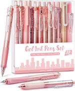 Click for more info about FourCandies 12Pack Pastel Gel Ink Pen Set, Cute Note Taking 0.5mm Fine Point Retractable 11 Pack ...