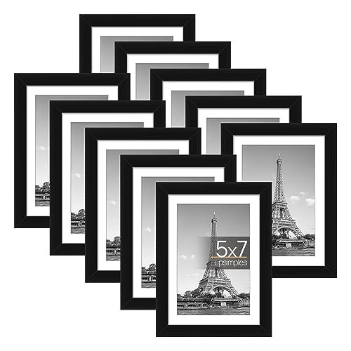 upsimples 5x7 Picture Frame Set of 10, 4x6 with Mat or 5x7 Without Mat, Multi Photo Frames Collag... | Amazon (US)