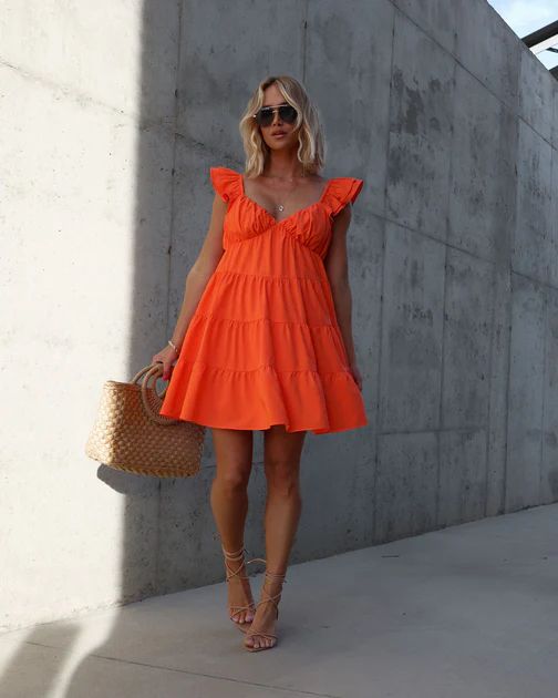 Choose Happy Tiered Babydoll Dress - Orange | VICI Collection