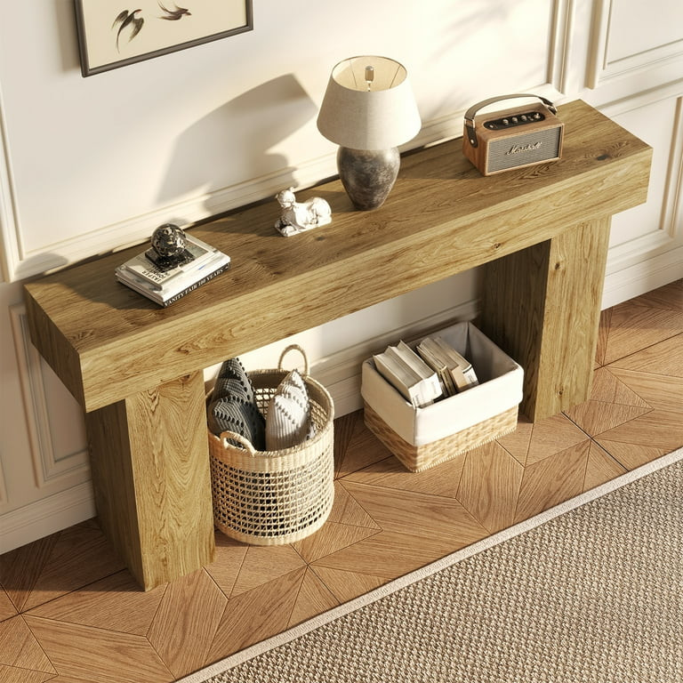 AQUVII 63 Inch Long Console Table, Farmhouse Wood Entryway Table Behind Couch, Industrial Hallway... | Walmart (US)