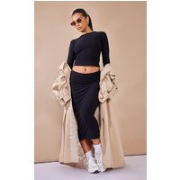 Black Soft Touch Midi Skirt | PrettyLittleThing US
