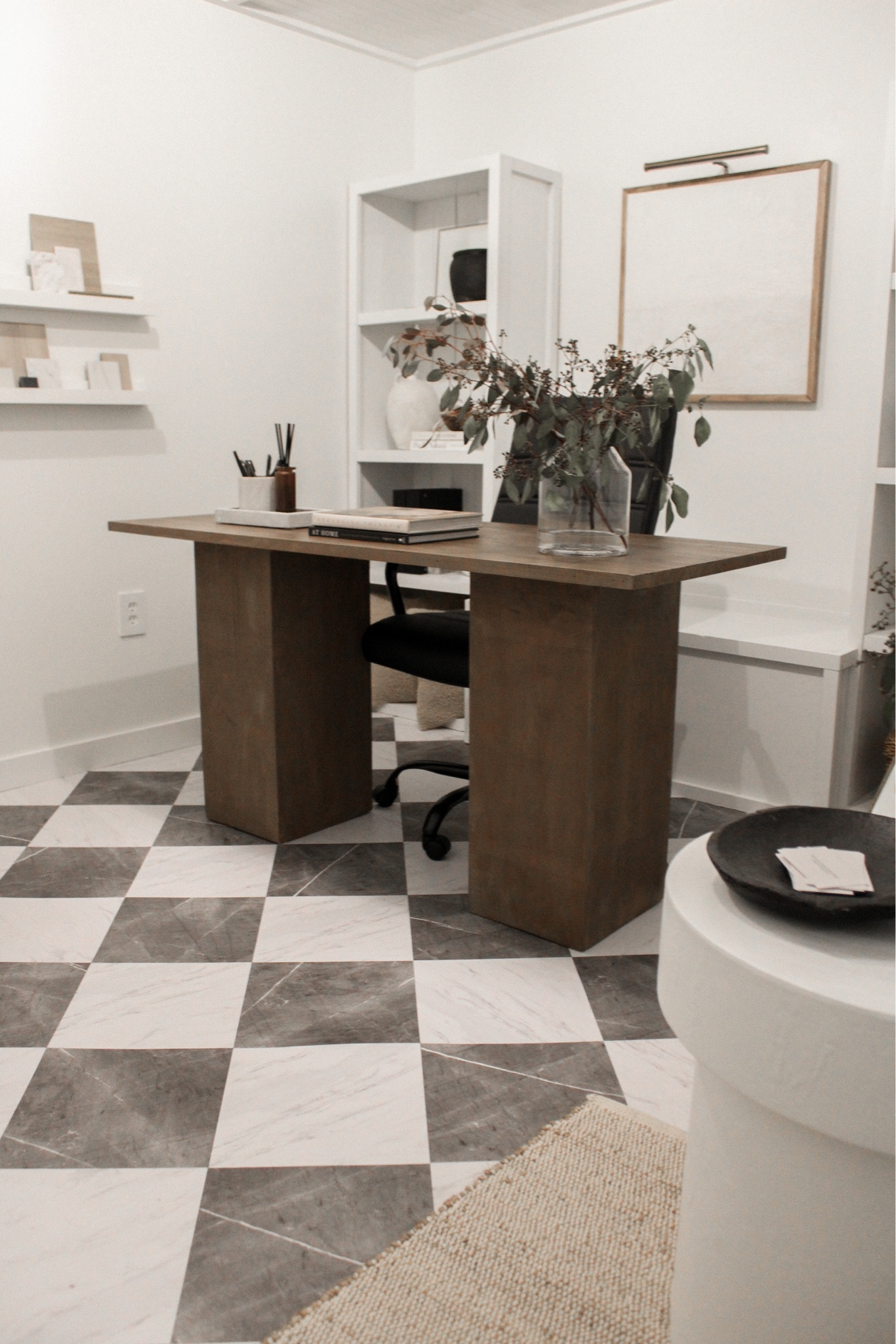Home office 

Desk. Marble tile. Marble checkerboard tile. Plaster side table. Modern furniture. Organic modern furniture. Side table. End table. Neutral decor. Home decor  

#LTKstyletip #LTKhome #LTKFind