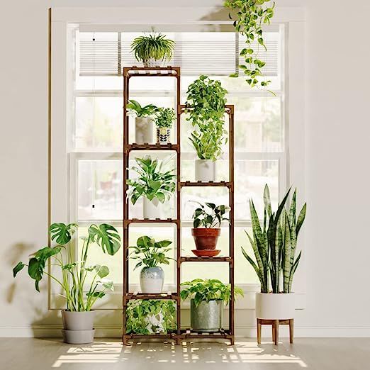 Bamworld Tall Plant Stand for Indoor Plants Outdoor Corner Plant Shelf Flower Stands for Living R... | Amazon (US)