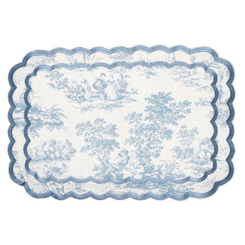 Blue Embrodiered Print Placemat, 13x19 | At Home